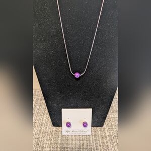 Elegant Purple Necklace and Earring Set Necklace Approximately 18 In End To End